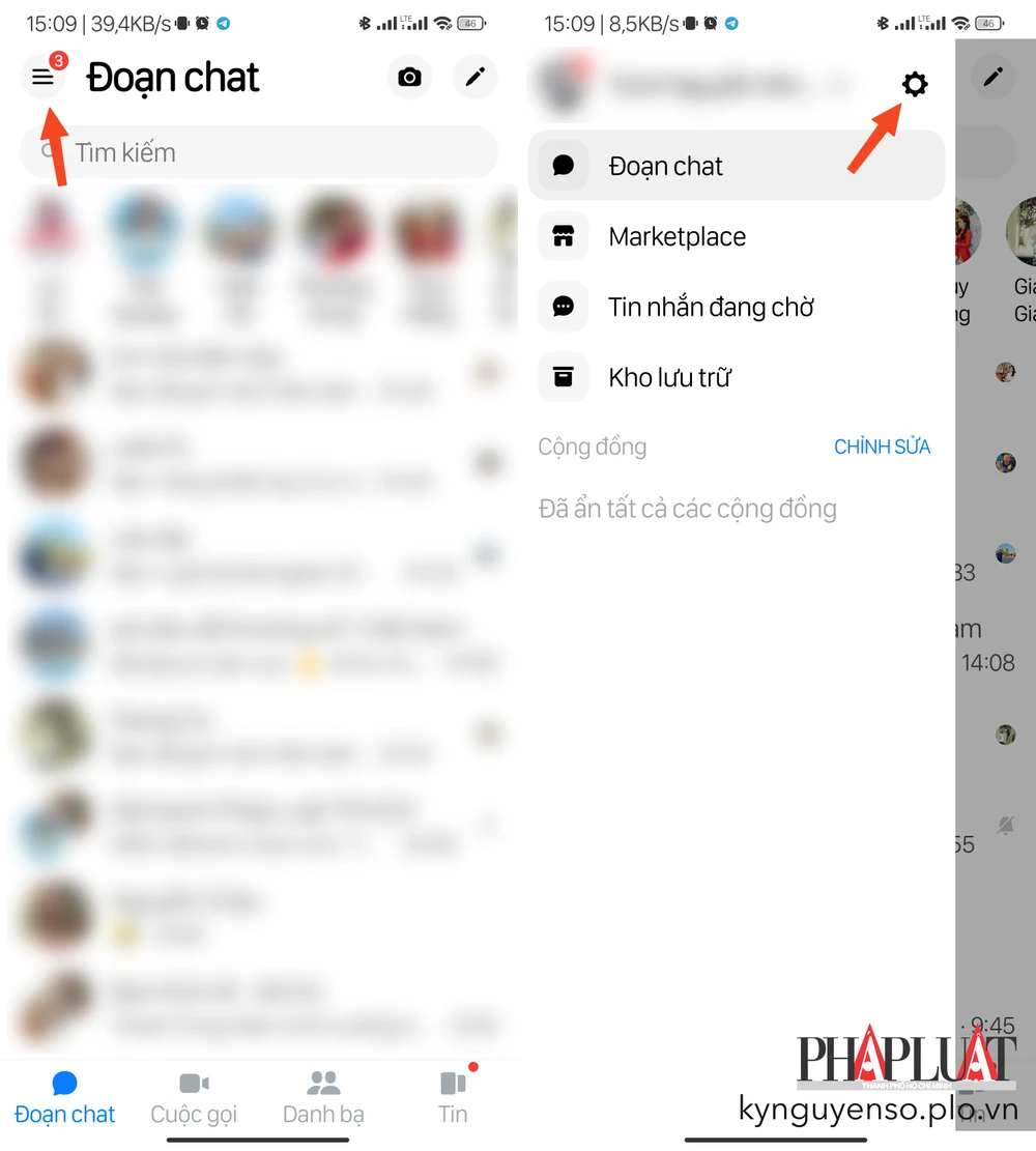 Truy cập vào phần cài đặt trên ứng dụng Messenger. Ảnh: MINH HOÀNG