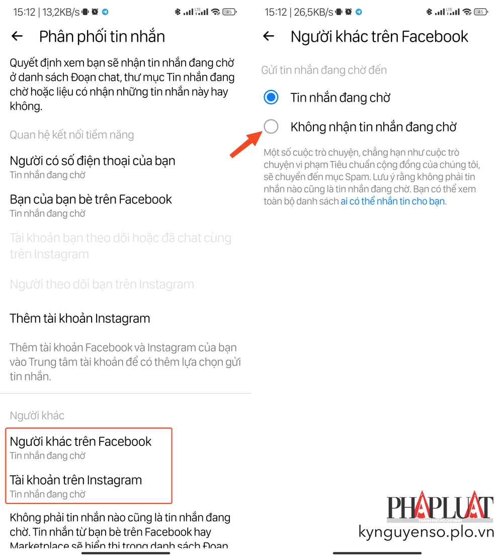 Hạn chế tin nhắn từ người lạ trên Messenger. Ảnh: MINH HOÀNG