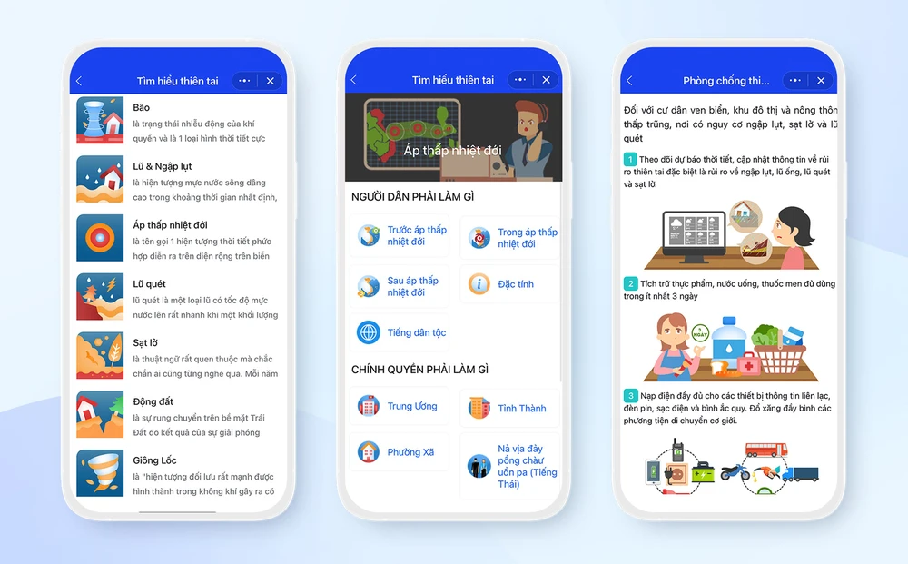 Mini app được đầu tư nội dung, hình ảnh để người dân tiếp cận và ghi nhớ các kỹ năng quan trọng khi chủ động phòng, chống thiên tai