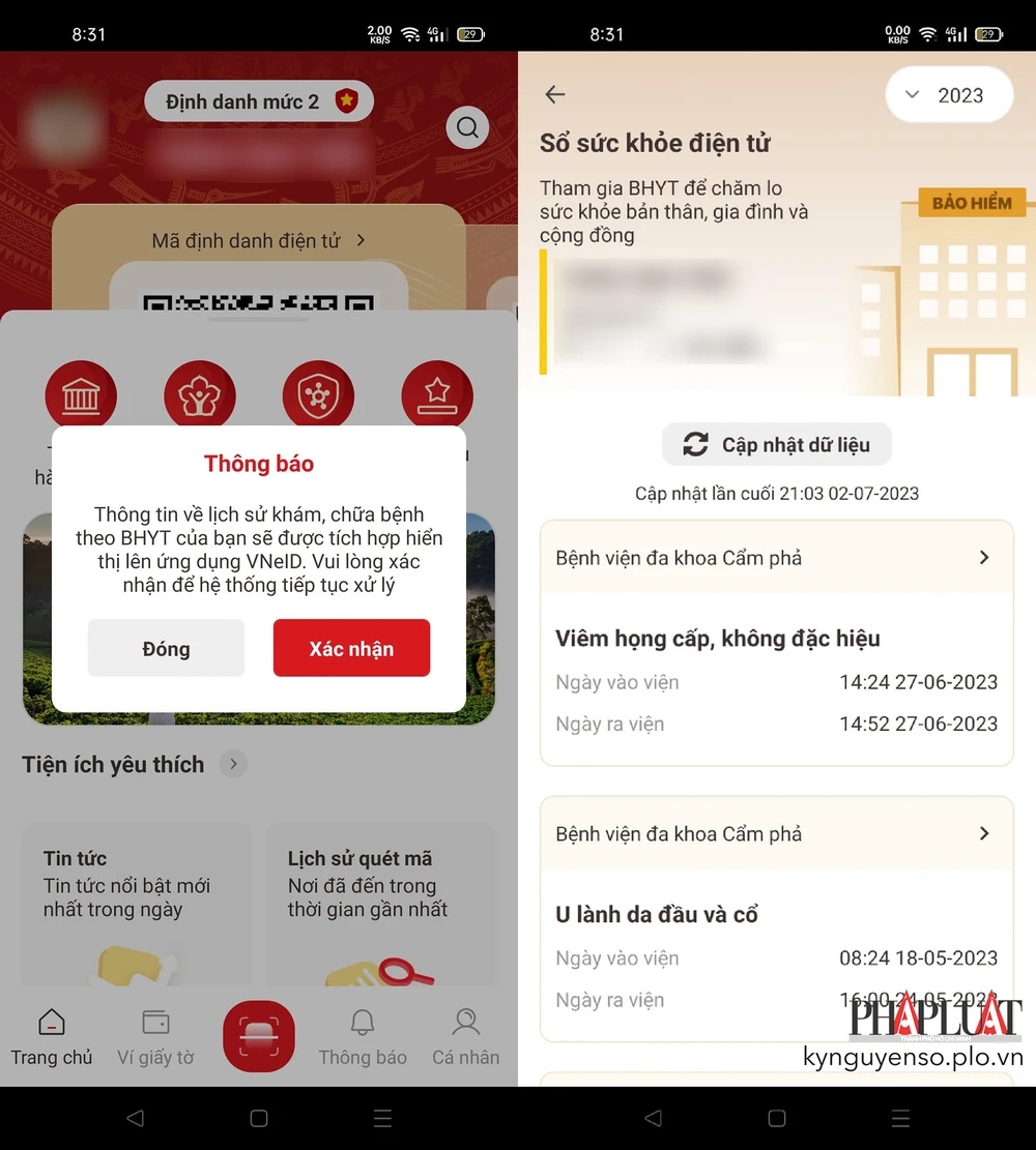 Tích hợp thông tin khám chữa bệnh lên ứng dụng VNeID. Ảnh: MINH HOÀNG