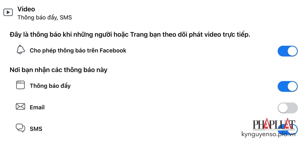 Tắt thông báo livestream trên Facebook. Ảnh: TIỂU MINH