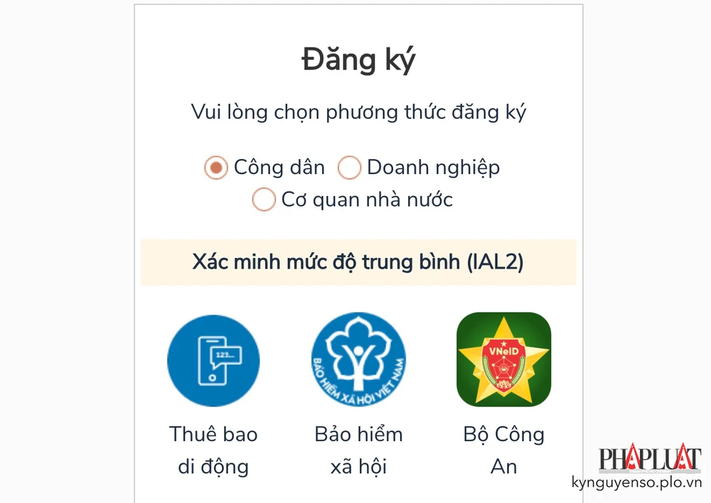Cách đăng ký tài khoản trên cổng dịch vụ công quốc gia. Ảnh: MINH HOÀNG