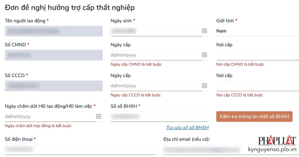 Điền đầy đủ các thông tin cá nhân cần thiết. Ảnh: MINH HOÀNG