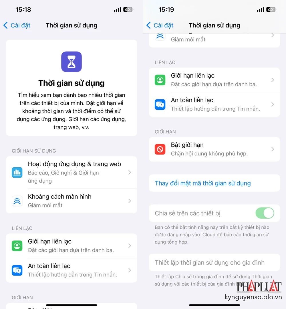 tinh-nang-screen-time-tren-iphone-bi-loi Tính năng Screen Time bị lỗi khiến cha mẹ không thể quản lý thời gian sử dụng iPhone của con trẻ. Ảnh: TIỂU MINH