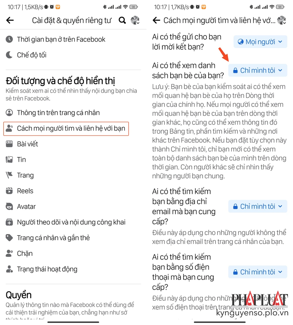 Cách hạn chế người khác xem danh sách bạn bè trên Facebook. Ảnh: MINH HOÀNG