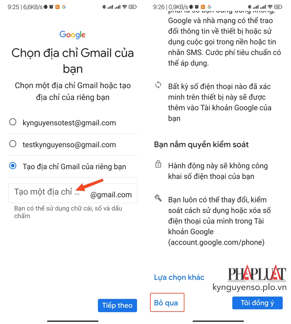 bo-qua-viec-them-so-dien-thoai-vo-tai-khoan-google Bỏ qua việc thêm số điện thoại. Ảnh: MINH HOÀNG