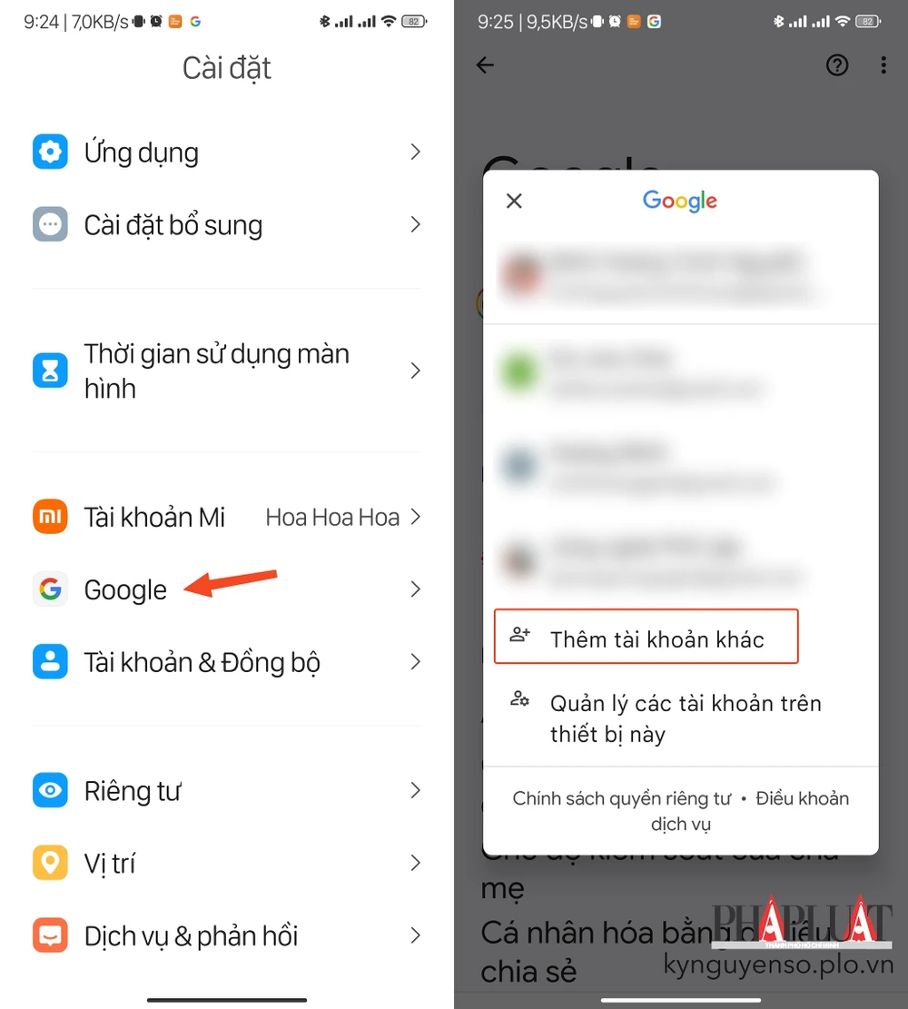 them-tai-khoan-google-moi Thêm tài khoản Google mới. Ảnh: MINH HOÀNG
