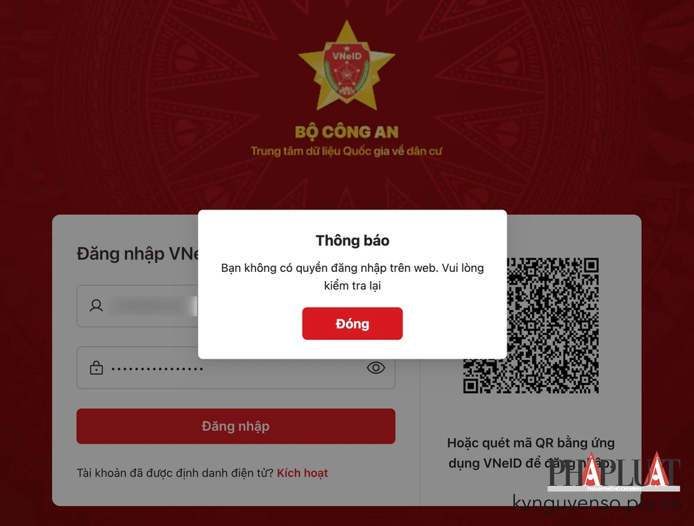 tat-tinh-nang-dang-nhap-vneid-tren-dien-thoai-moi Tắt tính năng đăng nhập VNeID trên website. Ảnh: MINH HOÀNG