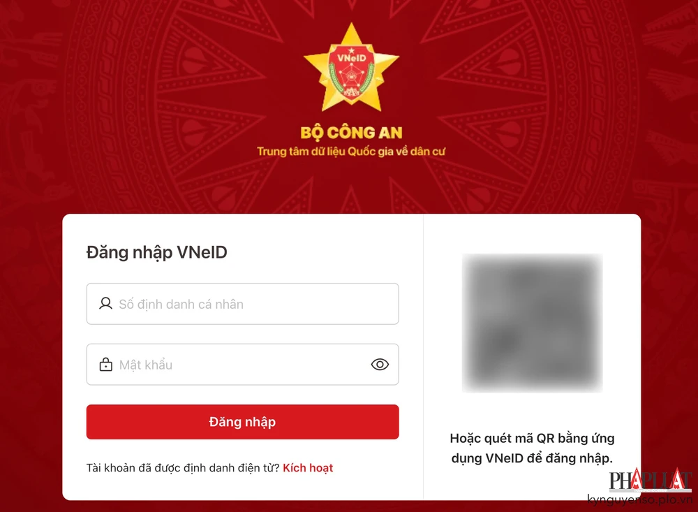 Đăng nhập tài khoản VNeID thông qua website. Ảnh: MINH HOÀNG