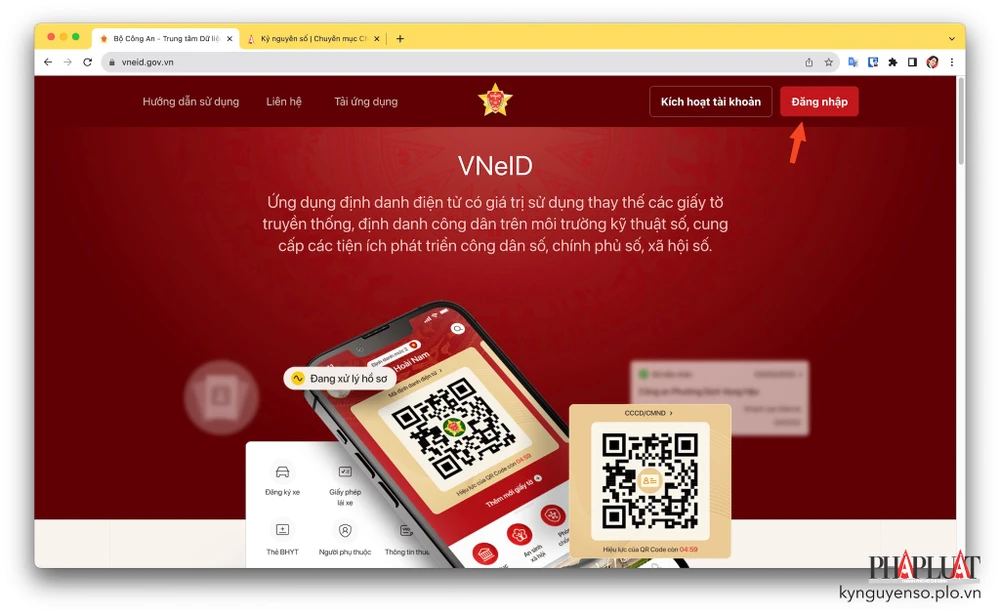 Truy cập vào website VNeID. Ảnh: MINH HOÀNG