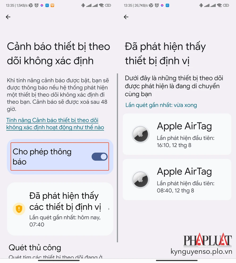 Chủ động quét các thiết bị theo dõi xung quanh. Ảnh: MINH HOÀNG