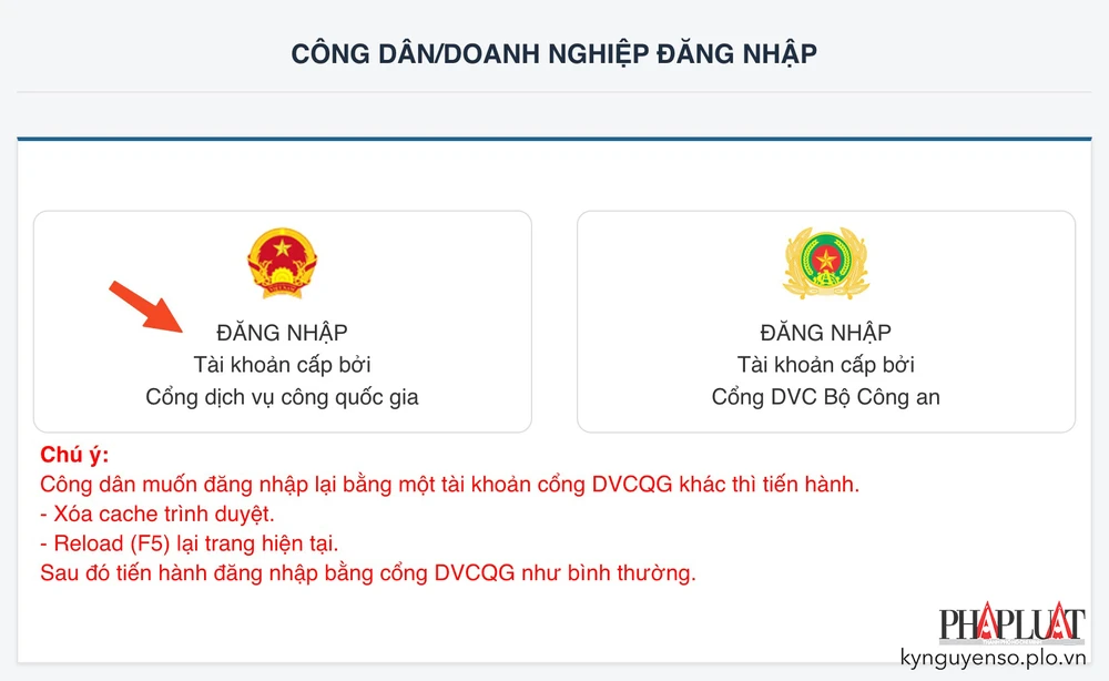 dang-nhap-vao-cong-dich-vu-cong-bo-cong-an Đăng nhập tài khoản trên cổng dịch vụ công Bộ Công an. Ảnh: MINH HOÀNG