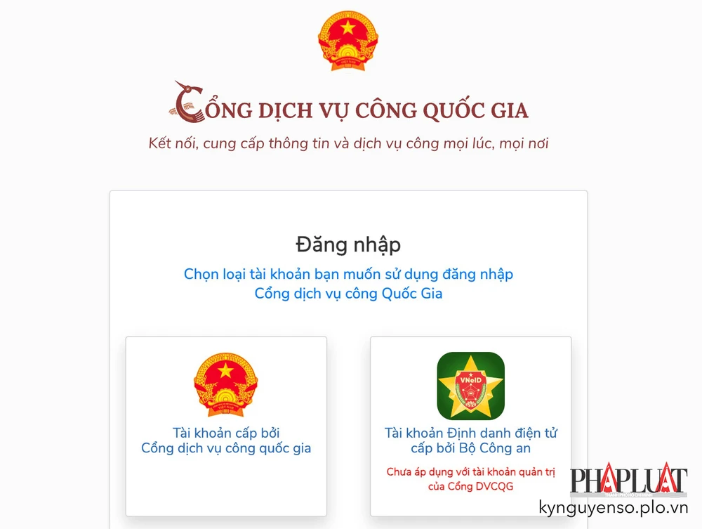 Đăng nhập vào cổng dịch vụ công. Ảnh: MINH HOÀNG