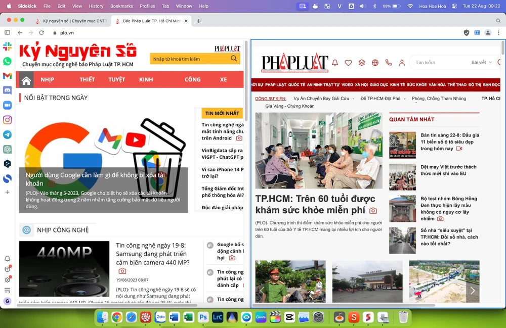 Sidekick hỗ trợ chia đôi màn hình cùng nhiều tính năng giúp bạn tập trung tốt hơn. Ảnh: TIỂU MINH