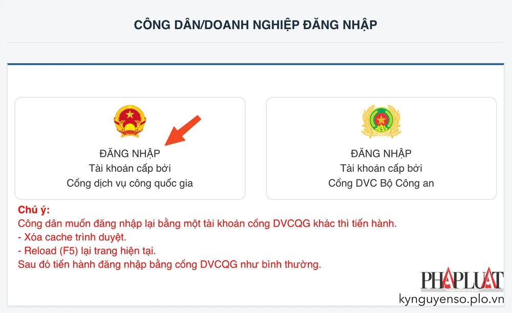 dang-nhap-cong-dich-vu-cong-bo-cong-an Đăng nhập vào cổng dịch vụ công Bộ Công an. Ảnh: MINH HOÀNG