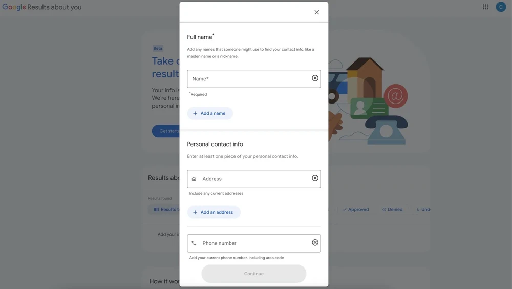 yêu cầu google xóa thông tin cá nhân khỏi tìm kiếm