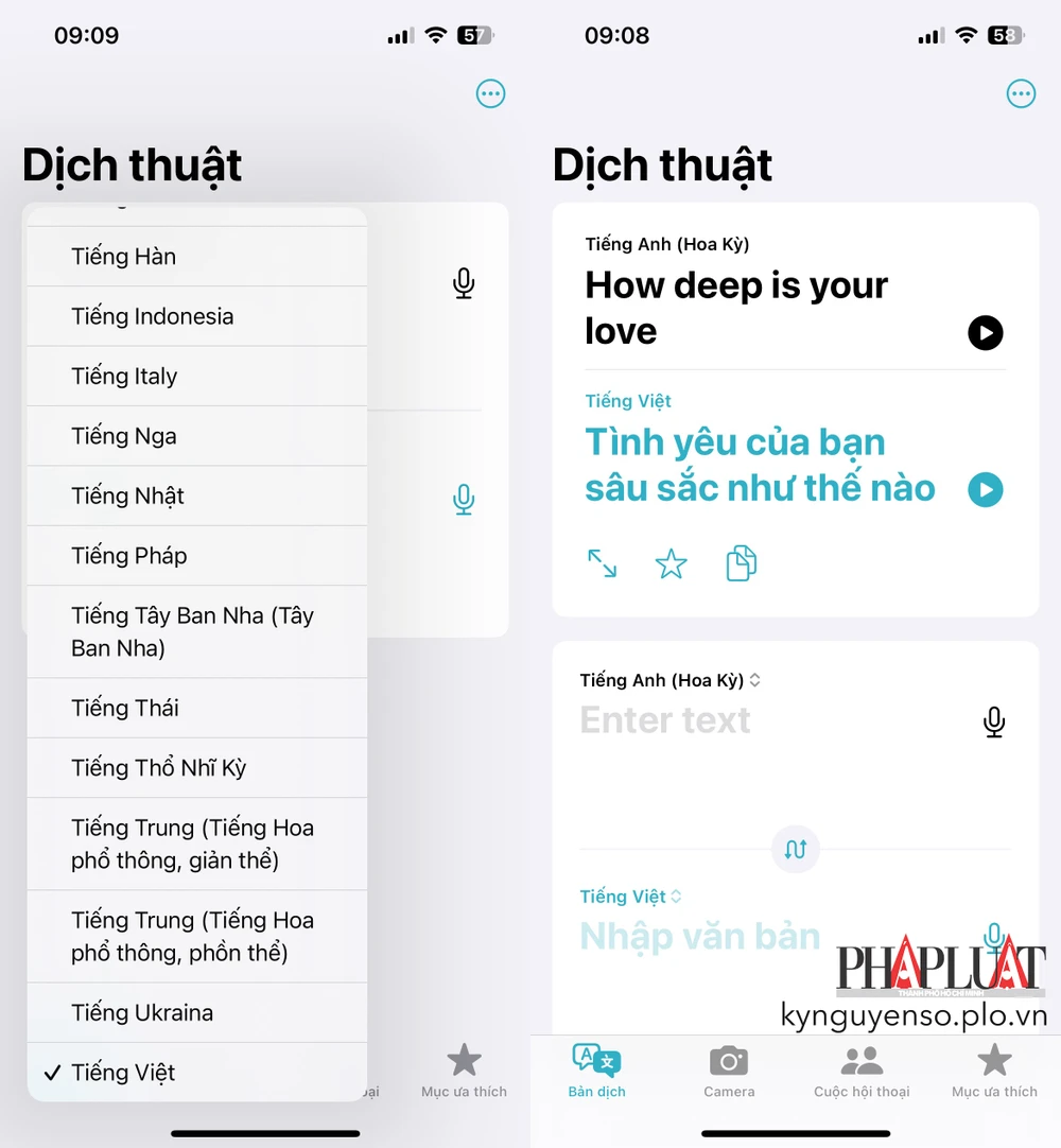Dịch văn bản nhanh chóng bằng iPhone. Ảnh: TIỂU MINH