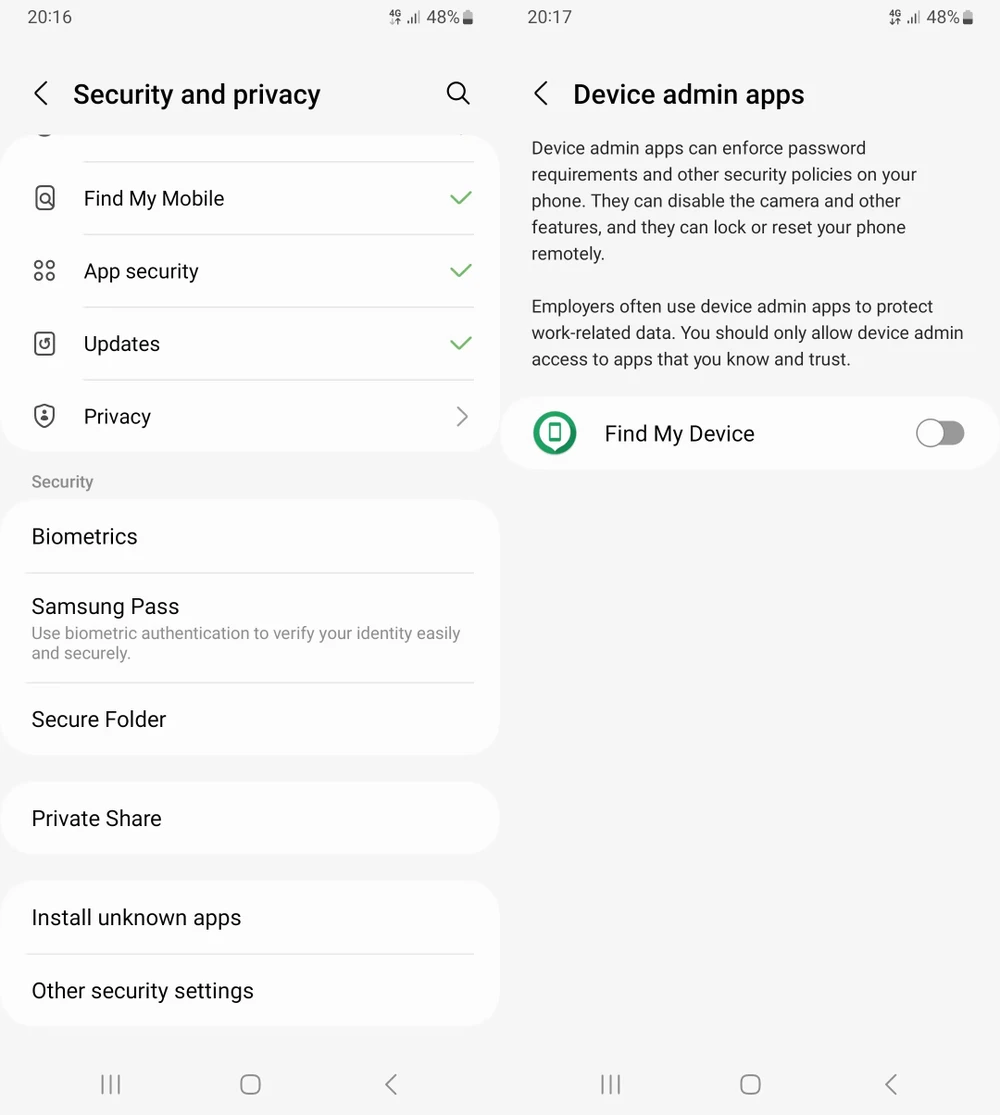thu hồi quyền admin trên android