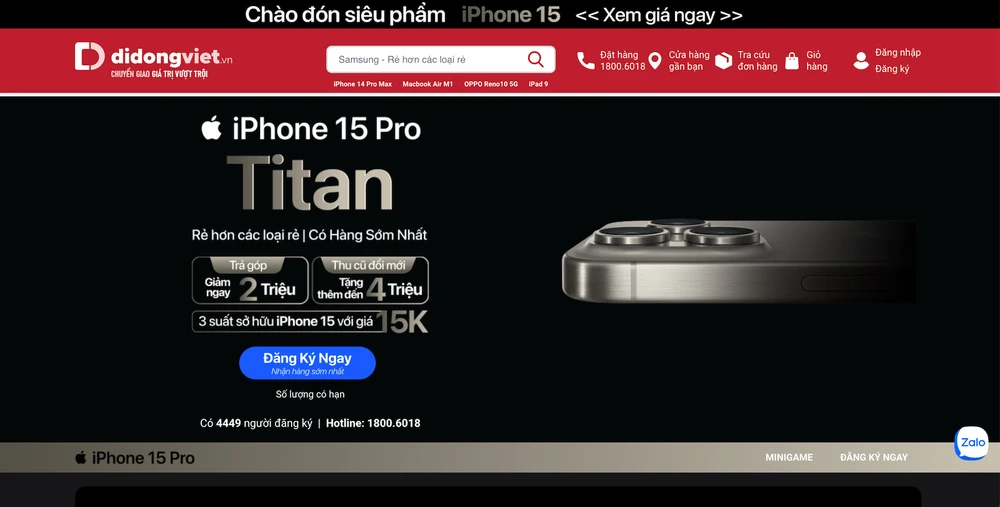 Sau 24 giờ mở đăng ký nhận thông tin, Di Động Việt ghi nhận hơn 4.400 lượt đăng ký