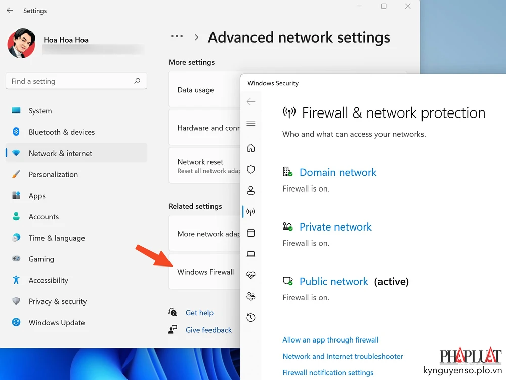 Bật tường lửa trên Windows. Ảnh: TIỂU MINH