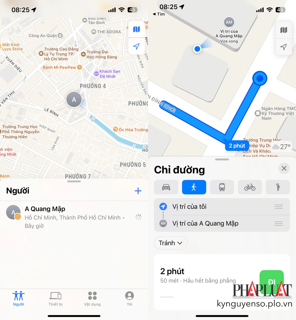 Định vị bạn bè bằng iPhone 15. Ảnh: TIỂU MINH