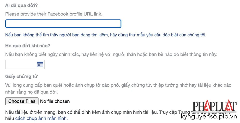 Gửi yêu cầu tưởng nhớ một người bạn trên Facebook đã qua đời. Ảnh: TIỂU MINH