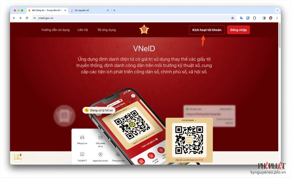 Truy cập website VNeID trên máy tính. Ảnh: MINH HOÀNG