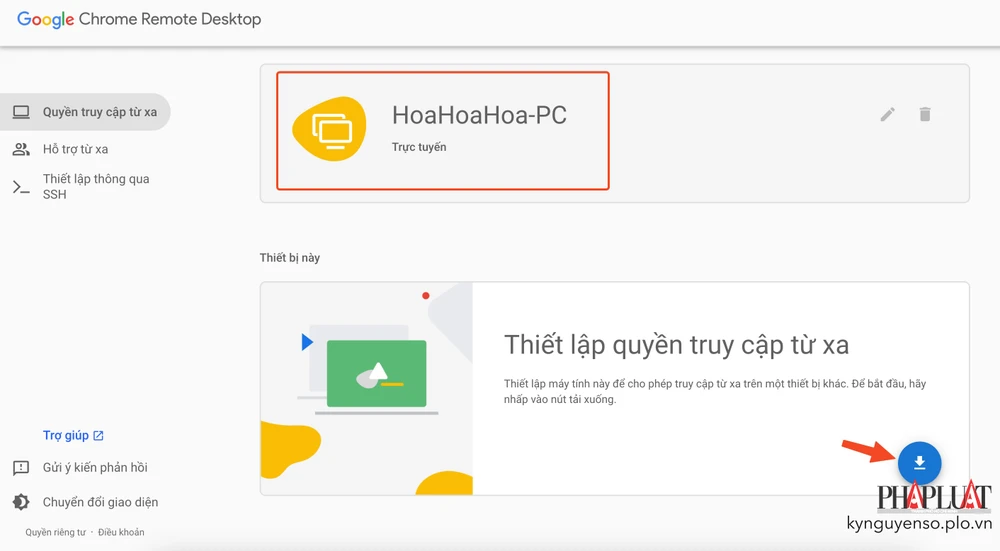 Truy cập máy tính từ xa bằng Chrome Remote Desktop. Ảnh: MINH HOÀNG