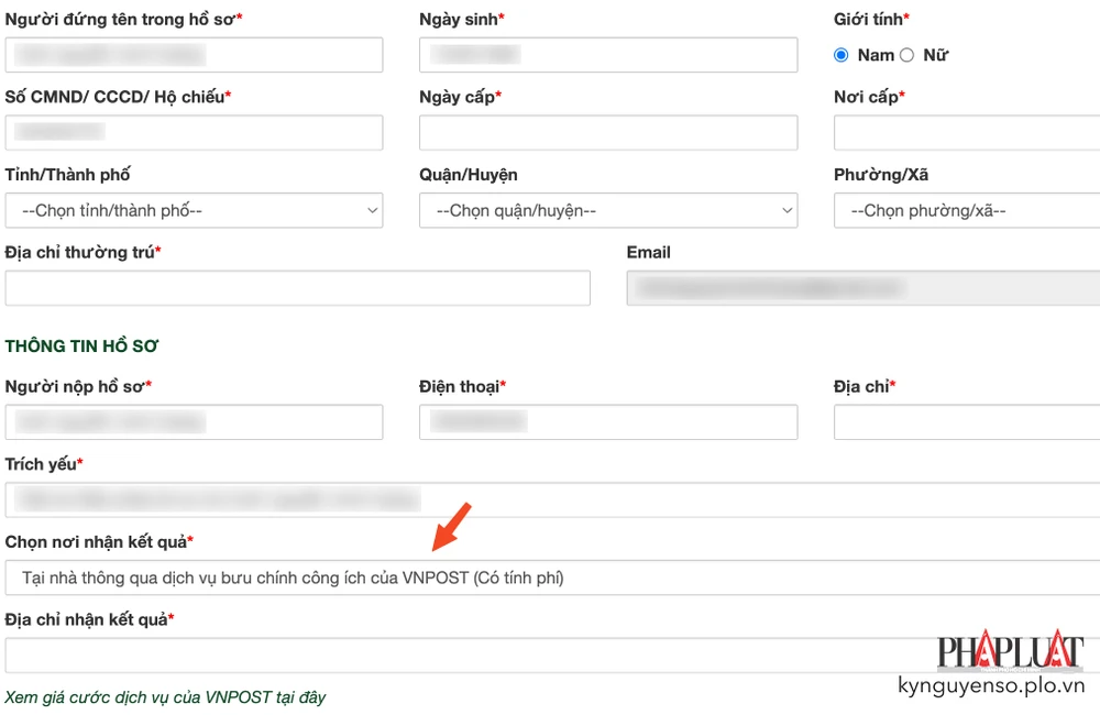 Điền đầy đủ thông tin hồ sơ xin cấp lại GPLX online năm 2023. Ảnh: MINH HOÀNG