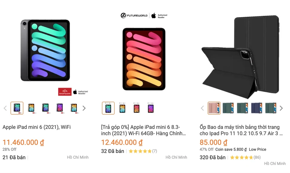 Giá iPad Mini 6 trên Lazada. Ảnh: TIỂU MINH