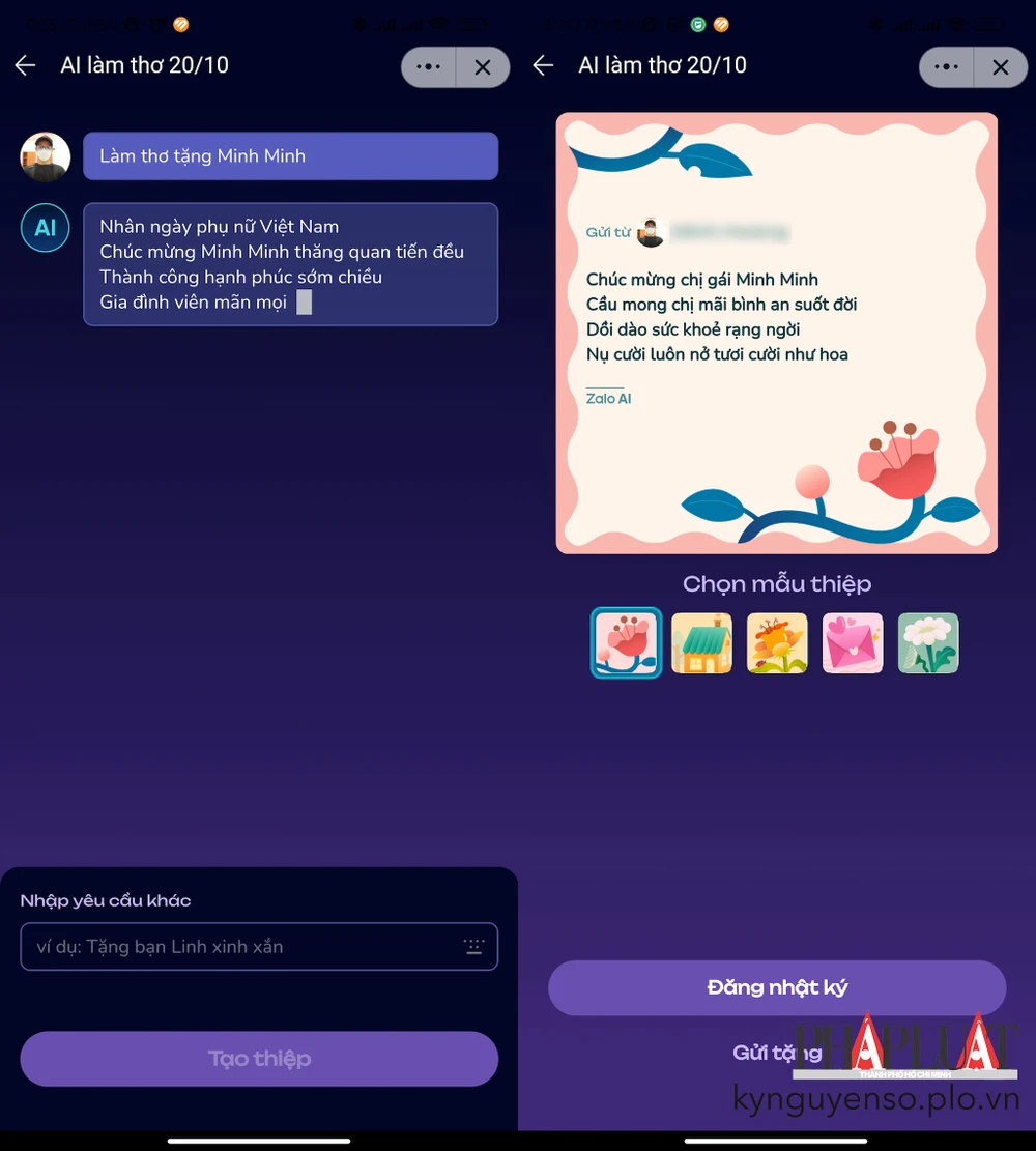 Tạo thơ và gửi thiệp cho người thân yêu. Ảnh: MINH HOÀNG