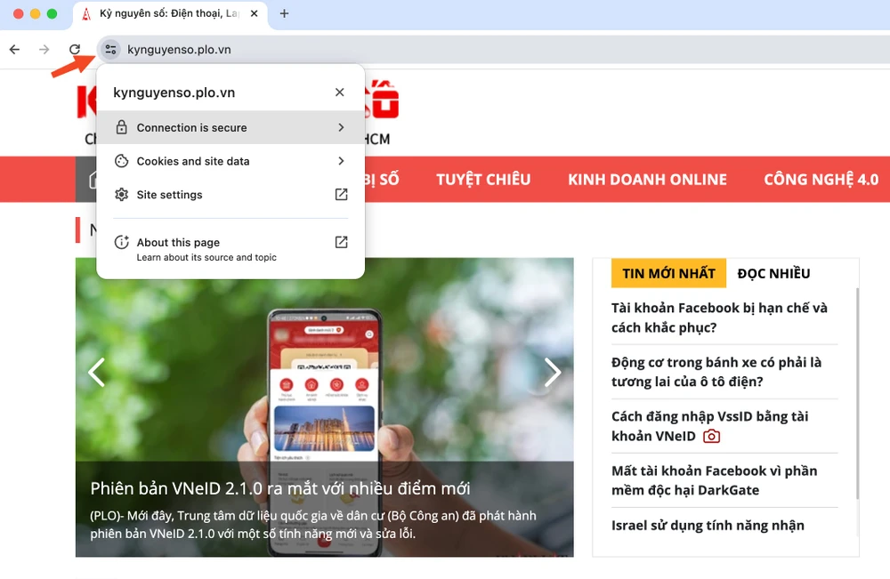 Mỗi trình duyệt sẽ có cách hiển thị kết nối bảo mật khác nhau. Ảnh: TIỂU MINH