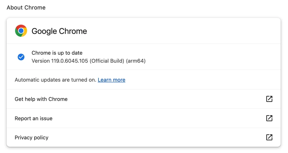 Cập nhật trình duyệt Chrome lên phiên bản mới nhất. Ảnh: TIỂU MINH