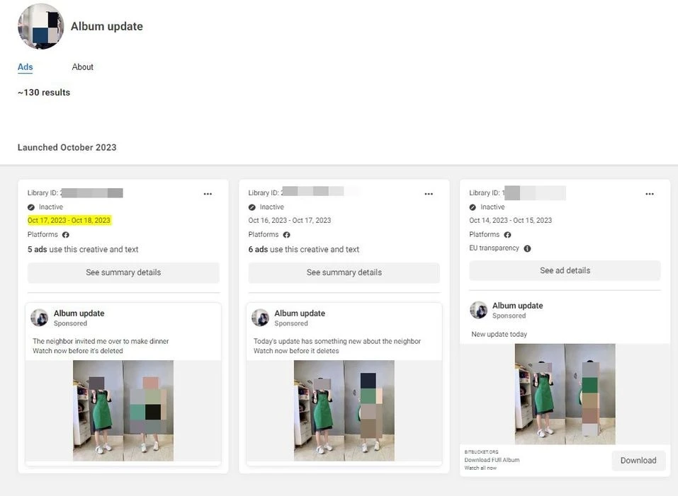 Kẻ gian sử dụng các hình ảnh hở hang để phát tán phần mềm độc hại NodeStealer trên Facebook. Ảnh: Bitdefender