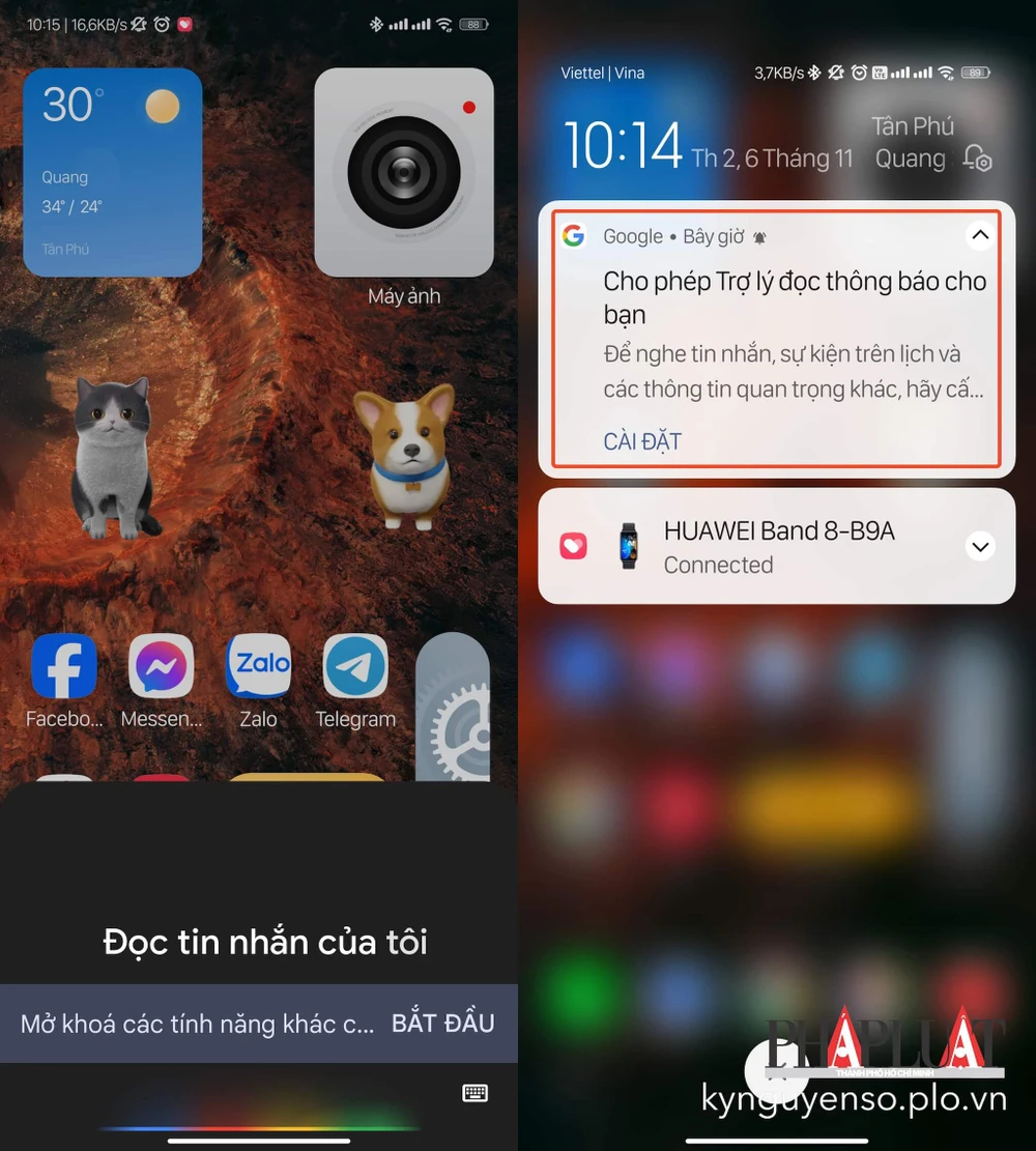 Cấp quyền cho phép ứng dụng Trợ lý Google truy cập thông báo. Ảnh: MINH HOÀNG