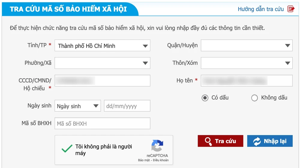 Tra cứu mã số bảo hiểm xã hội online. Ảnh: MINH HOÀNG
