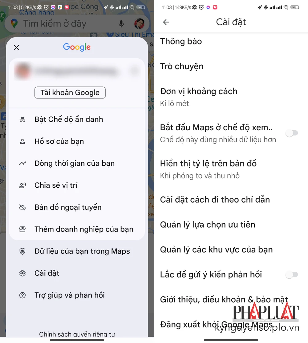 Bật tính năng cảnh báo tốc độ trên Google Maps. Ảnh: MINH HOÀNG