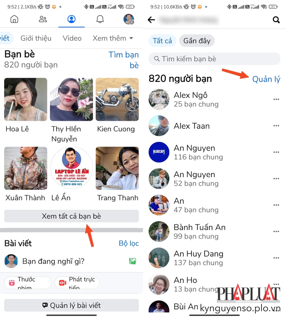 Truy cập vào phần quản lý danh sách bạn bè. Ảnh: MINH HOÀNG