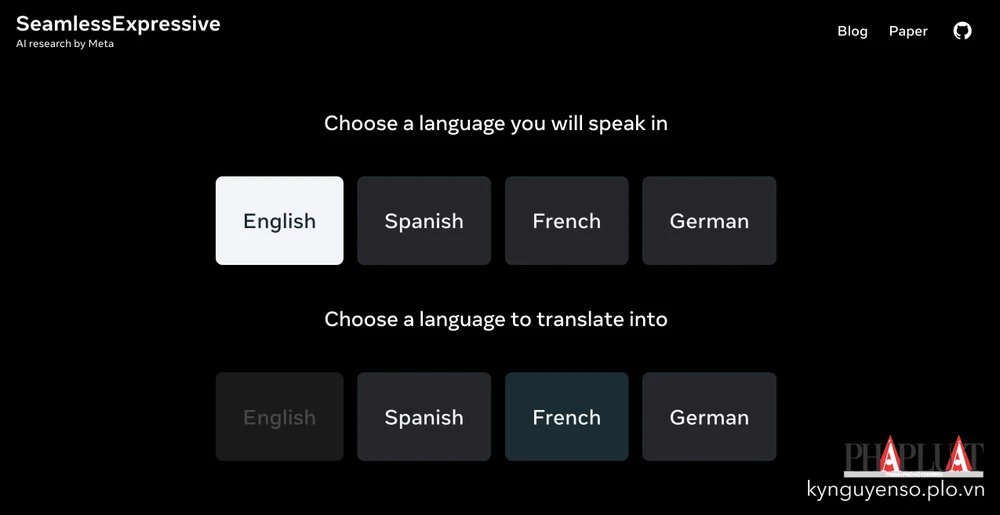 Lựa chọn ngôn ngữ nguồn và đích. Ảnh: TIỂU MINH