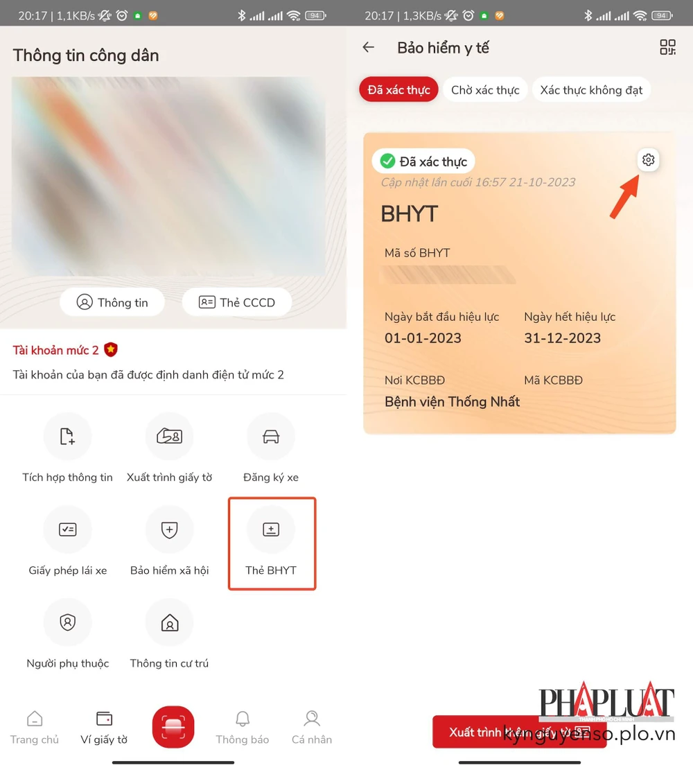 Truy cập mục ví giấy tờ trên VNeID. Ảnh: MINH HOÀNG