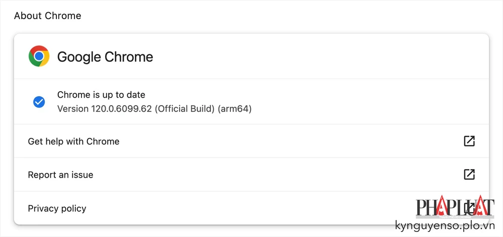 Cập nhật lên phiên bản Google Chrome 120. Ảnh: MINH HOÀNG