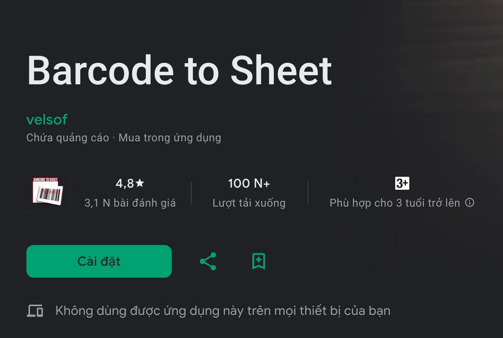 Tin công nghệ 8-12: Ứng dụng Barcode to sheet bị rò rỉ dữ liệu.