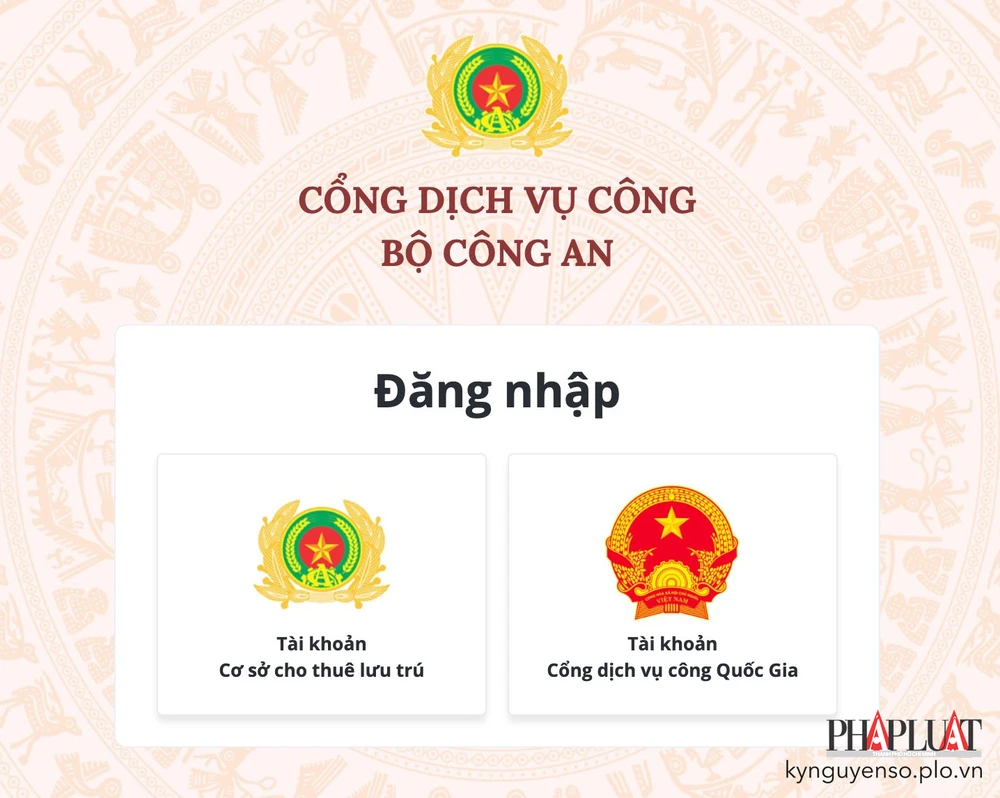 Đăng nhập vào cổng dịch vụ công Bộ Công an. Ảnh: MINH HOÀNG