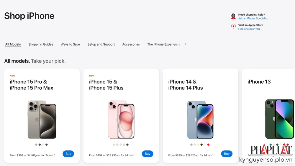 Apple “khai tử” iPhone 14 Pro và iPhone 14 Pro Max khỏi trang chủ. Ảnh: TIỂU MINH