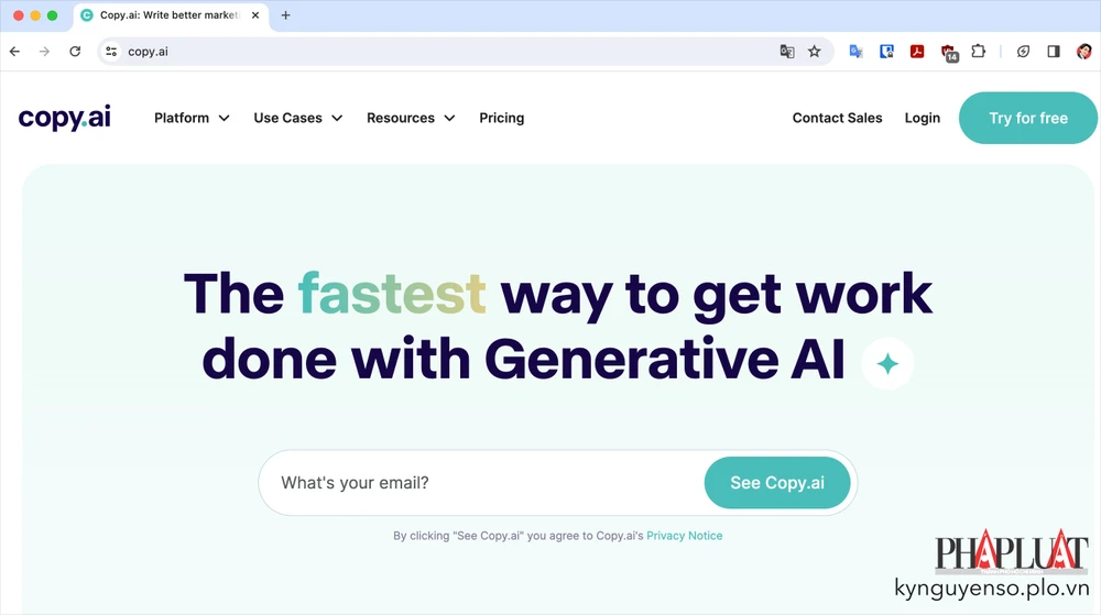 Copy.ai có giao diện thân thiện và dễ sử dụng. Ảnh: TIỂU MINH