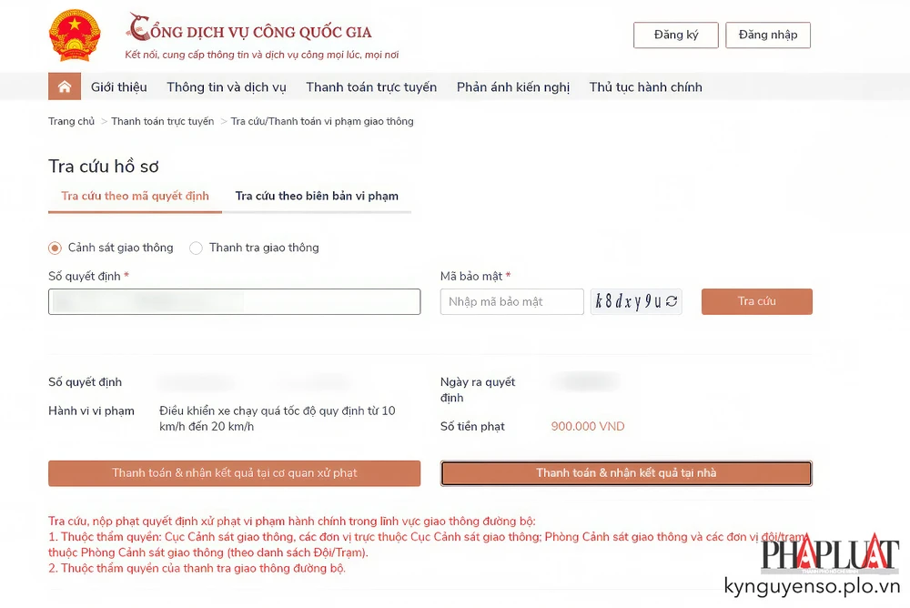 Tra cứu thông tin xử phạt và đóng phạt online năm 2023. Ảnh: MINH HOÀNG