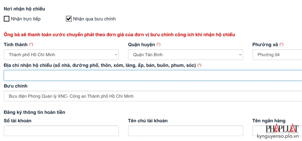 Chọn gửi hộ chiếu về tận nhà. Ảnh: MINH HOÀNG