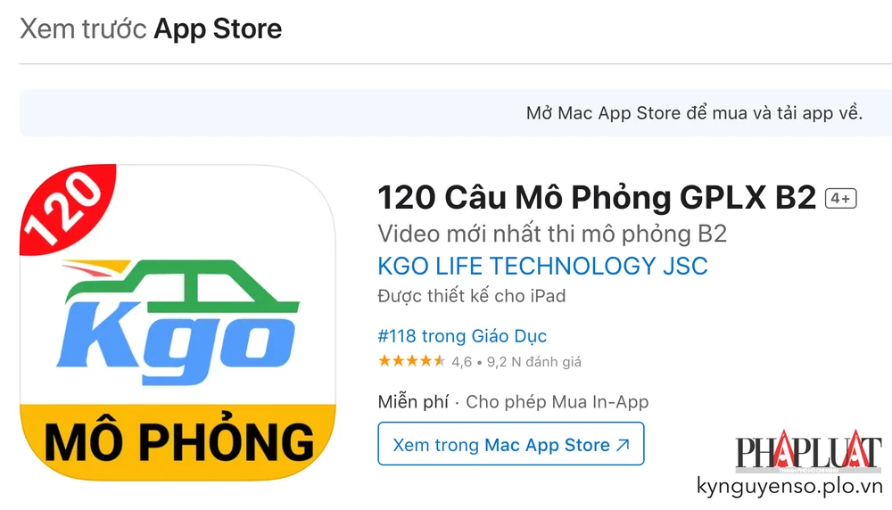 Cài đặt ứng dụng 120 Câu Mô Phỏng GPLX B2. Ảnh: MINH HOÀNG