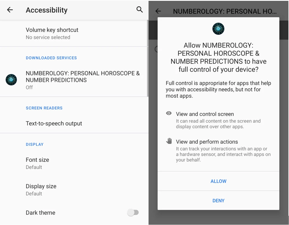 Phần mềm độc hại Xamalicious lạm dụng quyền trợ năng. Ảnh: McAfee