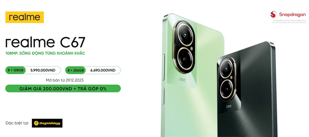 Realme C67 phiên bản 4G là model dòng C cuối cùng ra mắt trong năm 2023 tại Việt Nam